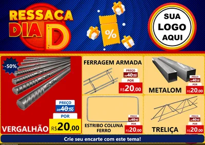 Modelo de Encarte para Encarte A4 Horizontal com o tema Ressaca Dia D para Ferragens