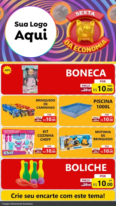 Modelo de TV para TV Vertical com o tema Sexta da Economia para Brinquedos