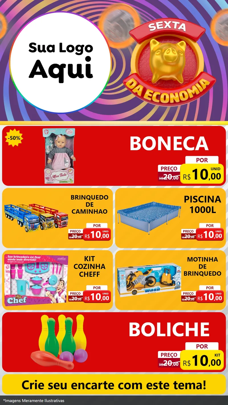 Modelo de TV para TV Vertical com o tema Sexta da Economia para Brinquedos