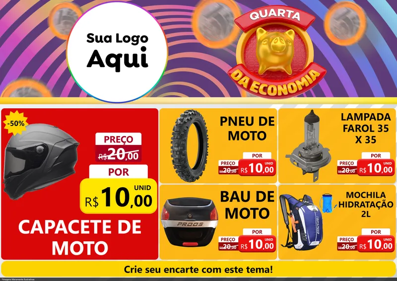 Modelo de Encarte para Encarte A4 Horizontal com o tema Quarta da Economia para Moto peças