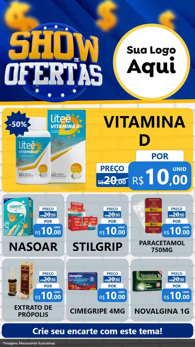 Modelo de Rede Social para Stories com o tema Show de Ofertas para Farmácia
