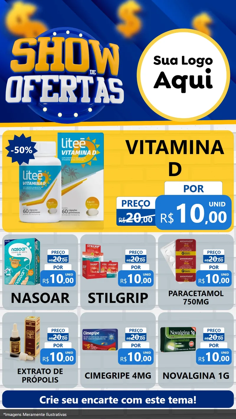Modelo de Rede Social para Stories com o tema Show de Ofertas para Farmácia