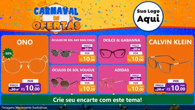 Modelo de TV para TV Horizontal com o tema Carnaval de Ofertas para Óticas