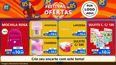 Modelo de TV para TV Horizontal com o tema Festival de Ofertas para Papelaria