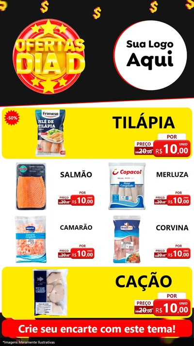 Modelo de TV para TV Vertical com o tema Dia D para Peixaria