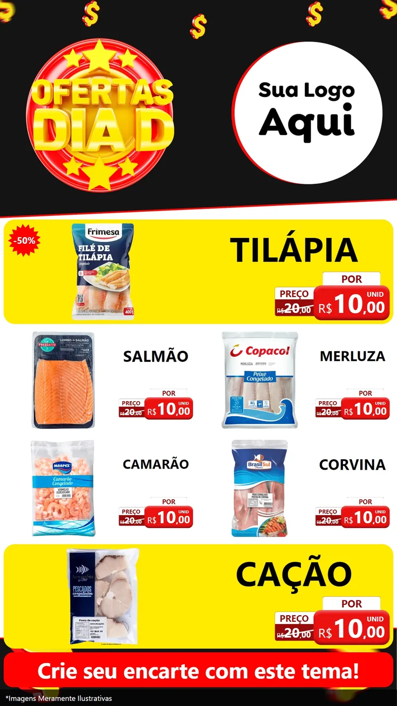 Modelo de TV para TV Vertical com o tema Dia D para Peixaria
