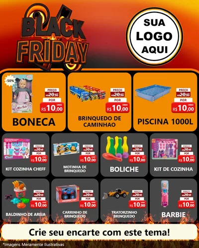 Modelo de Rede Social para Feed Instagram com o tema Black Friday para Brinquedos