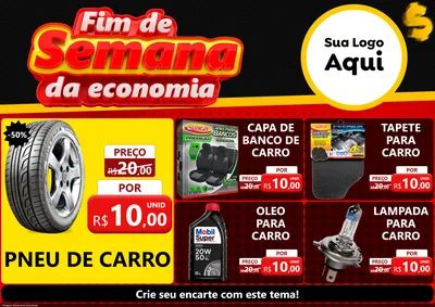 Modelo de Encarte para Encarte A4 Horizontal com o tema Fim de Semana da Economia para Auto peças