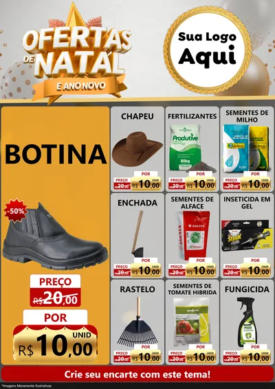 Modelo de Encarte para Encarte A4 Vertical com o tema Ofertas De Natal E Ano Novo para Agropecuária