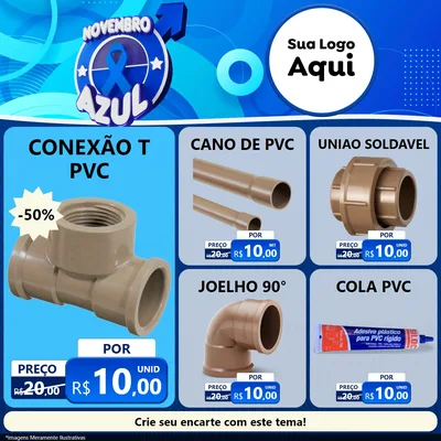 Modelo de Rede Social para Feed Facebook com o tema Novembro Azul para Tubos e conexões