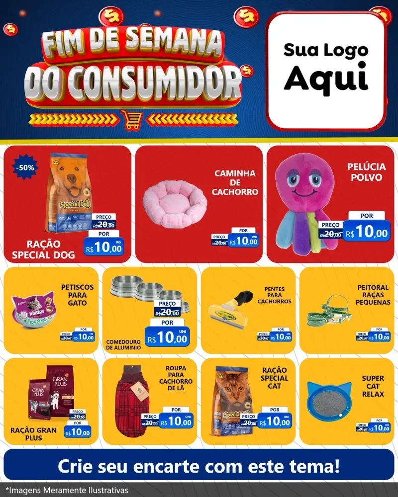 Modelo de Rede Social para Feed Instagram com o tema Fim de Semana do Consumidor para Pet Shop