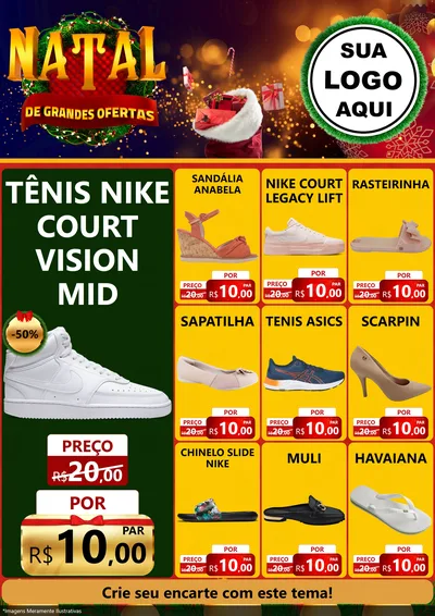 Modelo de Encarte para Encarte A4 Vertical com o tema Natal de Grandes Ofertas para Calçados