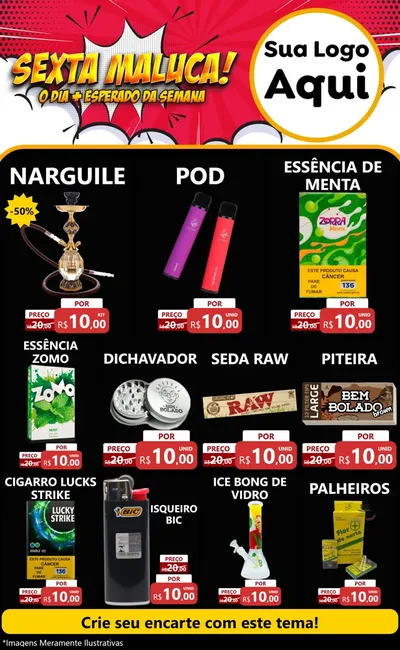 Modelo de Encarte para Encarte Grande com o tema Sexta Maluca! para Tabacaria