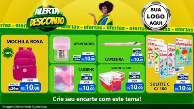 Modelo de TV para TV Horizontal com o tema Alerta de Desconto para Papelaria