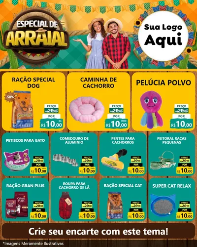 Modelo de Rede Social para Feed Instagram com o tema Especial De Arraial para Pet Shop