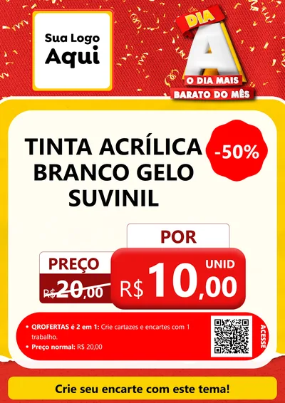 Modelo de Cartaz para Cartaz A4 Vertical com o tema Dia A o Dia Mais Barato do Mês para Tintas e Ferramentas