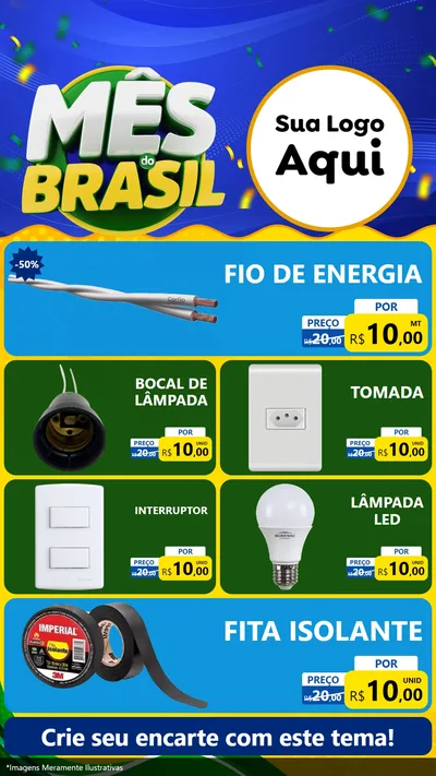 Modelo de TV para TV Vertical com o tema Mês do Brasil para Materiais Elétricos