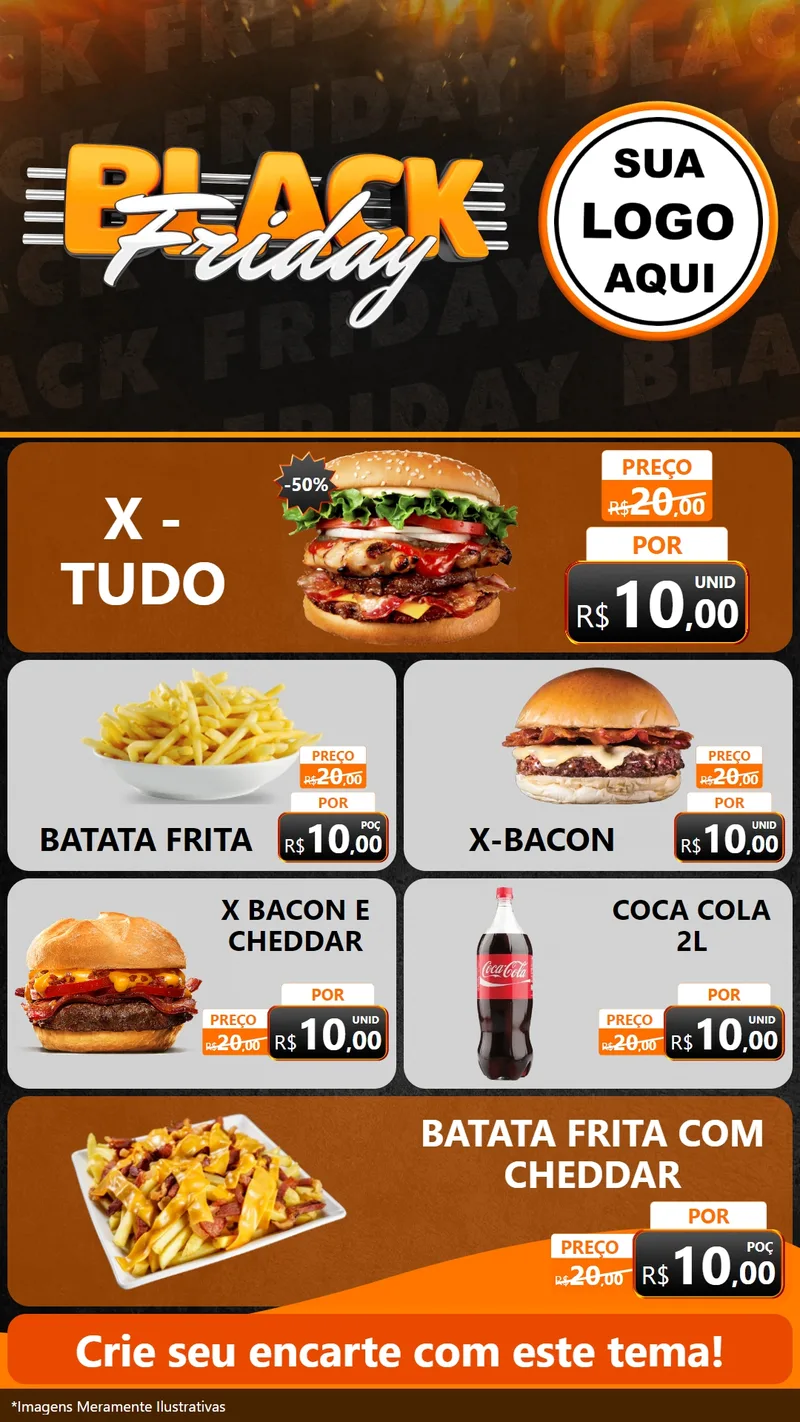 Modelo de TV para TV Vertical com o tema Black Friday para Hamburgueria