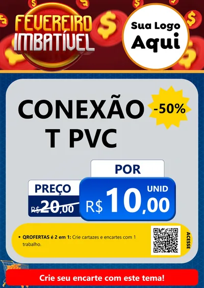Modelo de Cartaz para Cartaz A4 Vertical com o tema Fevereiro Imbatível para Tubos e conexões