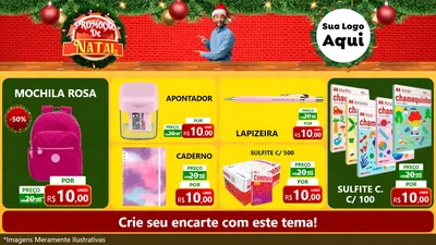 Modelo de TV para TV Horizontal com o tema Promoção de Natal para Papelaria