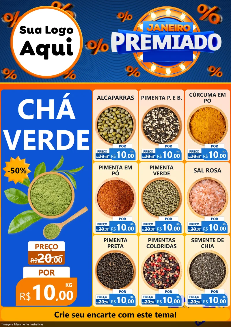 Modelo de Encarte para Encarte A4 Vertical com o tema Janeiro Premiado para Produtos Naturais
