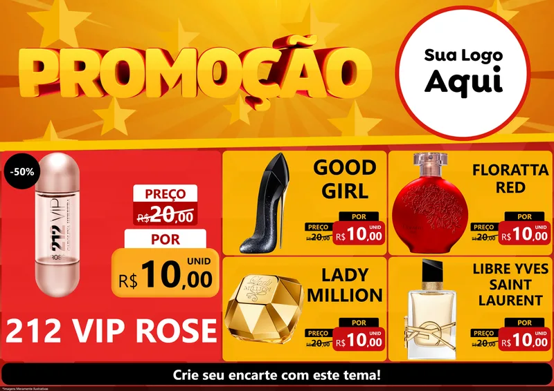 Modelo de Encarte para Encarte A4 Horizontal com o tema Promoção para Perfumes