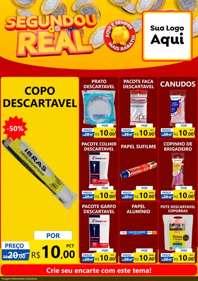 Modelo de Encarte para Encarte A4 Vertical com o tema Segundou do Real para Embalagens