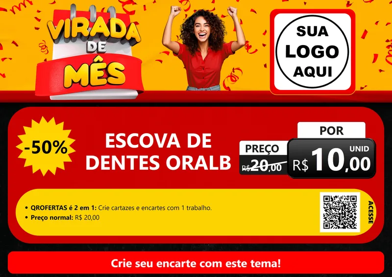 Modelo de Cartaz para Cartaz A4 Horizontal com o tema Virada de Mês para Higiene Pessoal