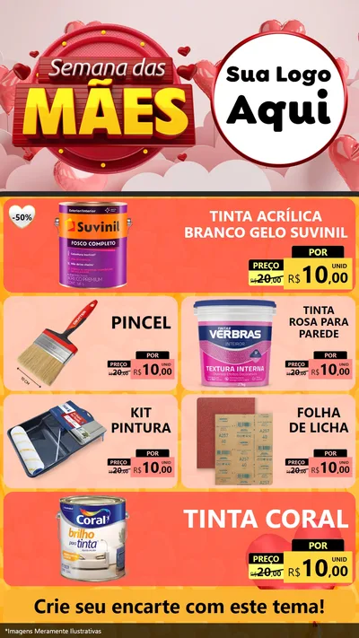 Modelo de TV para TV Vertical com o tema Semana das Mães para Tintas e Ferramentas