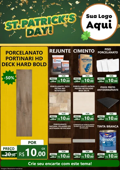 Modelo de Encarte para Encarte A4 Vertical com o tema St Patriks Day para Pisos e revestimentos