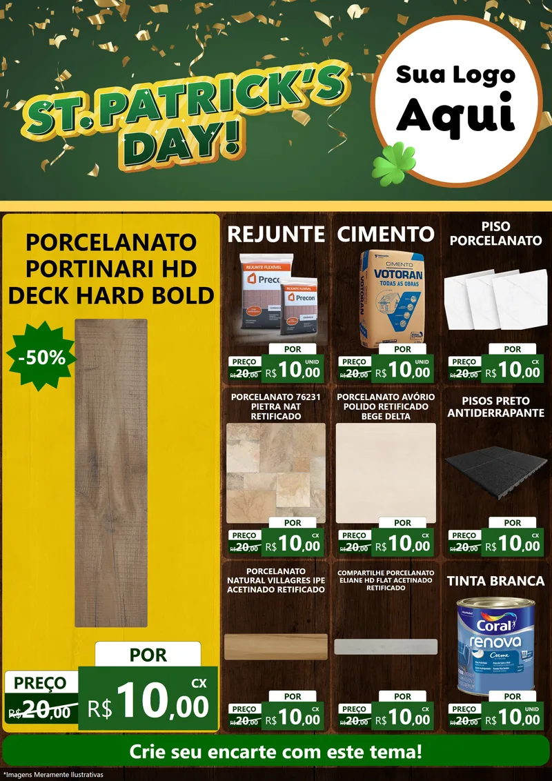 Modelo de Encarte para Encarte A4 Vertical com o tema St Patriks Day para Pisos e revestimentos