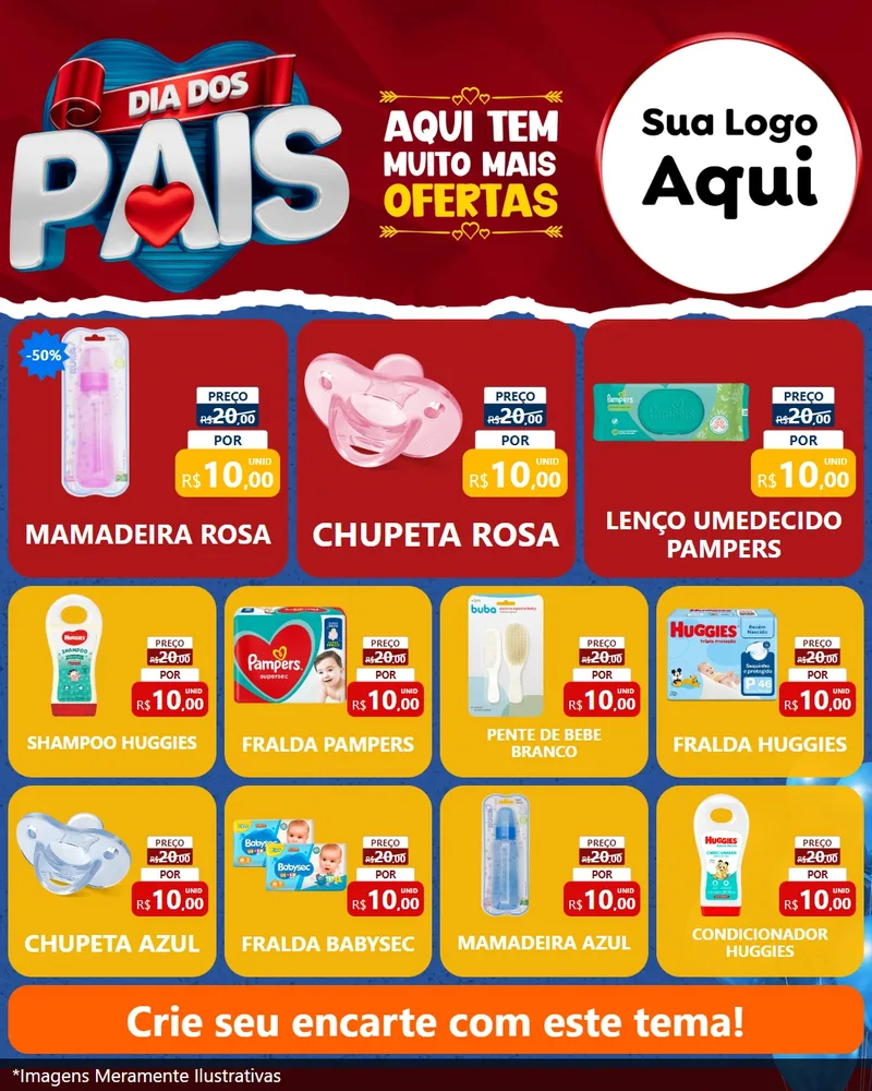 Modelo de Rede Social para Feed Instagram com o tema Dia dos Pais para Bebês