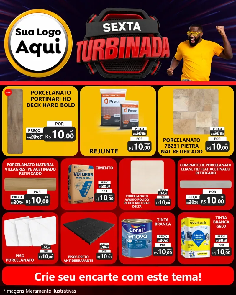 Modelo de Rede Social para Feed Instagram com o tema Sexta Turbinada para Pisos e revestimentos