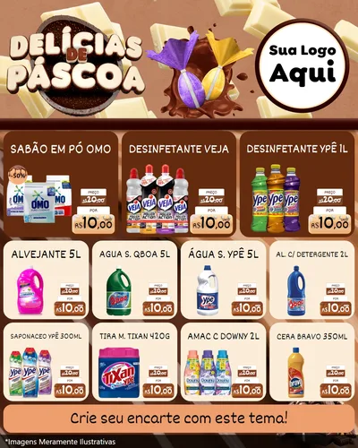 Modelo de Rede Social para Feed Instagram com o tema Delícias de Páscoa para Produtos de Limpeza