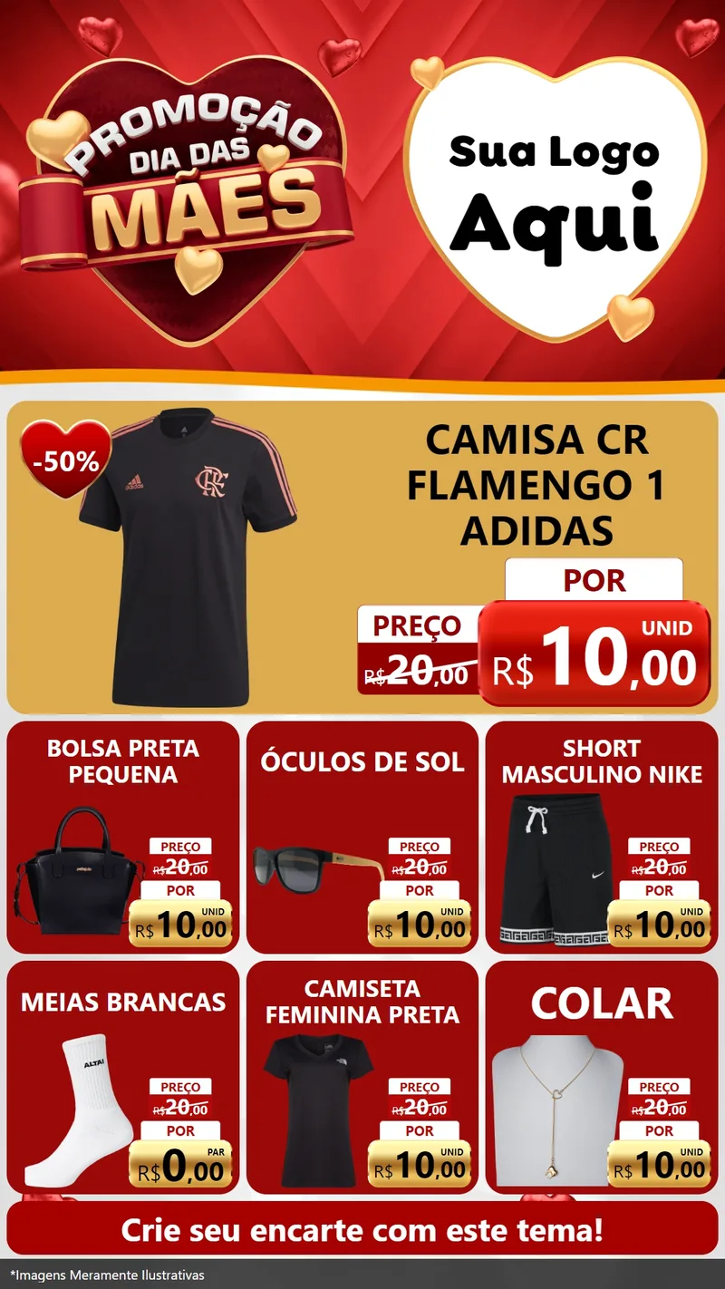 Modelo de Rede Social para Stories com o tema Promoção Dia das Mães para Roupas e acessórios