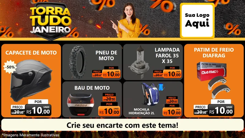 Modelo de TV para TV Horizontal com o tema Torra Tudo Janeiro para Moto peças