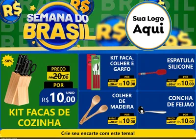 Modelo de Encarte para Encarte A4 Horizontal com o tema Semana Do Brasil para Utilidades Domésticas