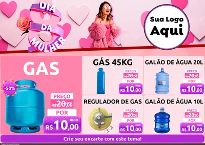 Modelo de Encarte para Encarte A4 Horizontal com o tema Dia da Mulher para Água e gás