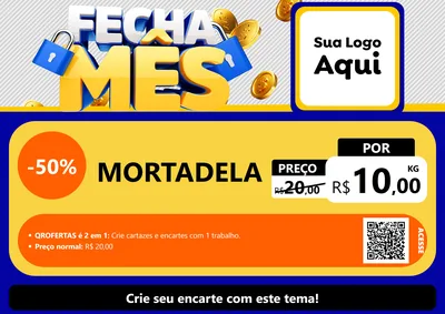 Modelo de Cartaz para Cartaz A4 Horizontal com o tema Fecha Mês para Frios e Laticínios