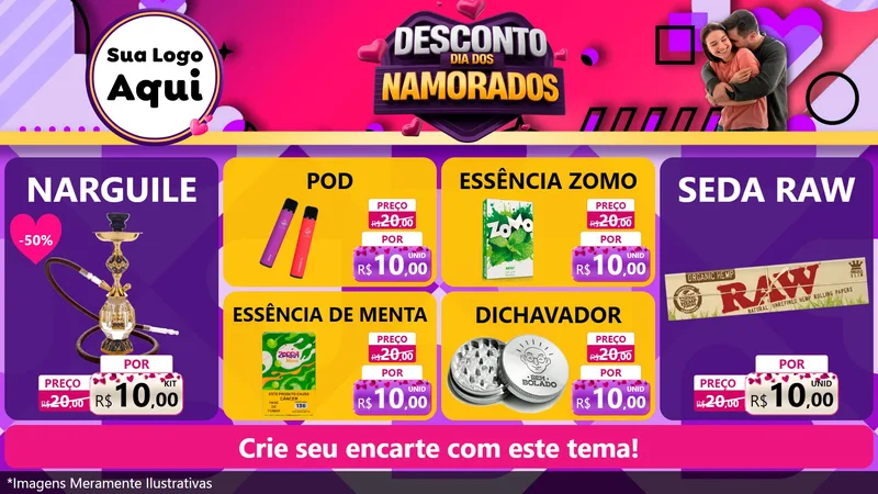 Modelo de TV para TV Horizontal com o tema Desconto Dia dos Namorados para Tabacaria