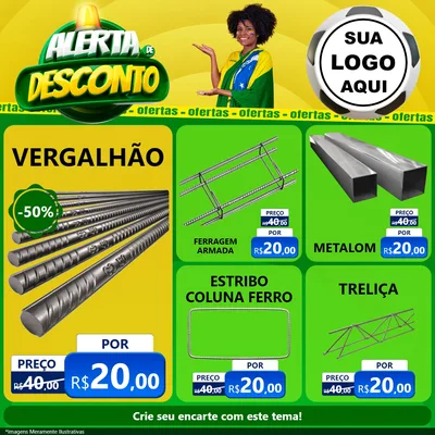 Modelo de Rede Social para Feed Facebook com o tema Alerta de Desconto para Ferragens