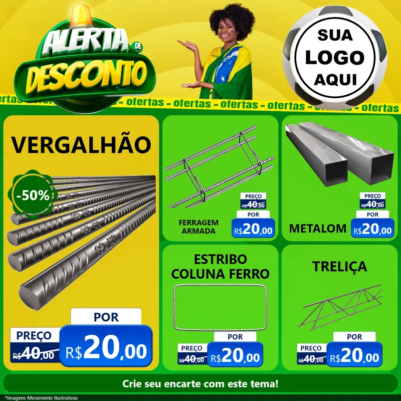Modelo de Rede Social para Feed Facebook com o tema Alerta de Desconto para Ferragens