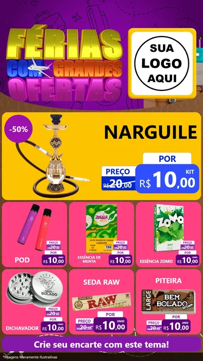 Modelo de Rede Social para Stories com o tema Férias com Grandes Ofertas para Tabacaria