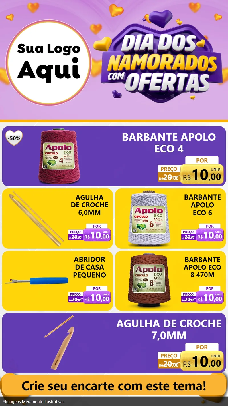 Modelo de TV para TV Vertical com o tema Dia Dos Namorados Com Ofertas para Armarinho e Aviamentos