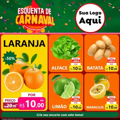 Modelo de Rede Social para Feed Facebook com o tema Esquenta de Carnaval para Hortifrúti