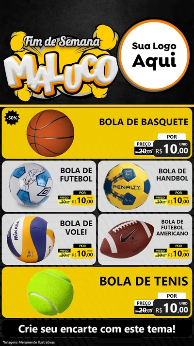 Modelo de TV para TV Vertical com o tema Fim de Semana Maluco para Artigos Esportivos
