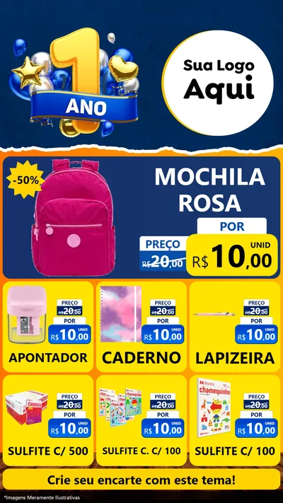 Modelo de Rede Social para Stories com o tema Um Ano de Aniversário para Papelaria