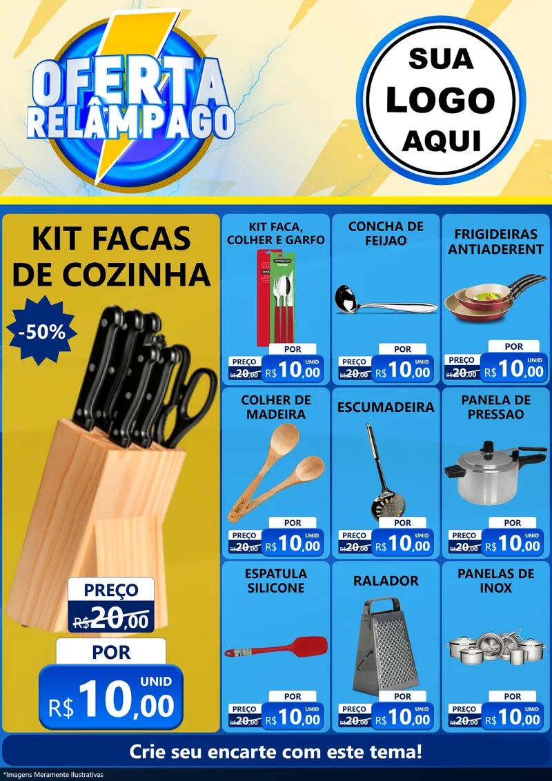 Modelo de Encarte para Encarte A4 Vertical com o tema Oferta Relâmpago para Utilidades Domésticas