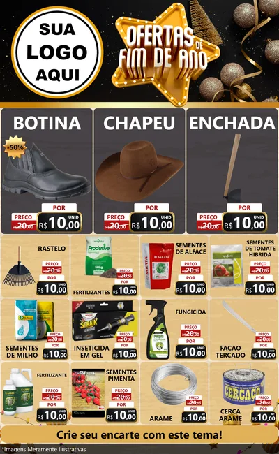 Modelo de Encarte para Encarte Grande com o tema Ofertas de Fim de Ano para Agropecuária