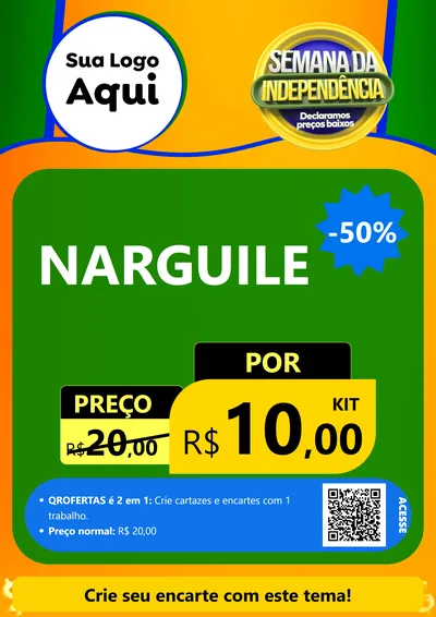 Modelo de Cartaz para Cartaz A4 Vertical com o tema Semana da Independência Declaramos Preços Baixos para Tabacaria